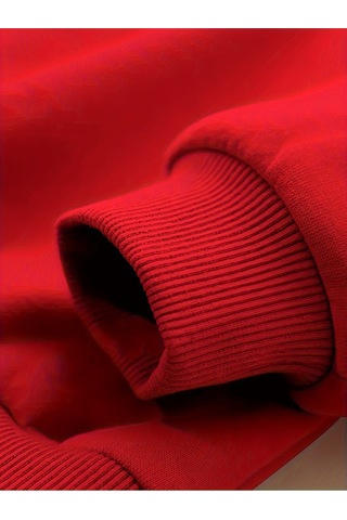 Uyguntarz Sıralı Kalpler Baskılı Oversize Çocuk Sweatshirt Kırmızı