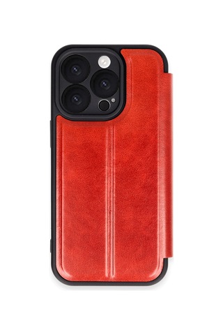 Apple iPhone Uyumlu Uyumlu 16 Pro Kılıf Flip Cover - Kırmızı