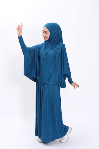 Asya Model Namaz Elbisesi - Petrol Mavi