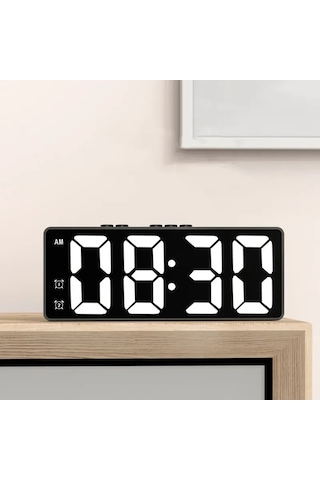 Led Çalar Saat Elektronik Öğrenci Dijital Saat Ses Kontrolü Çift Erteleme Black