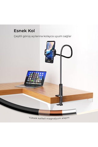 Juo 90 Cm Akrobat Esnek Tablet Ve Telefon Tutucu Stand Siyah Siyah