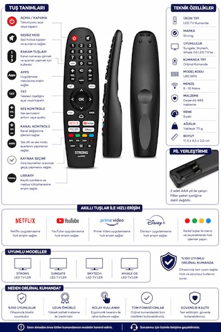 Strong Sungate Skytech Whale Os Akıllı Tv Kumandası