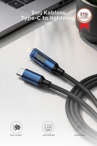 Şarj Kablosu Type-c To Lightning 27w U22 Telefon Parçası Mobil Aksesuar Teknolojik Ürün