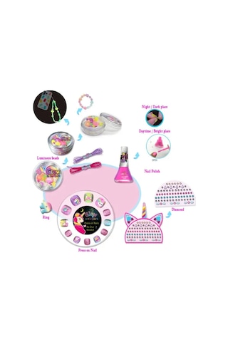 Tokidas D.ı.y Nail Playing/glow İn The Dark - Unicorn Temalı Stickerlı Glow Çocuk Takma Tırnak Seti T035