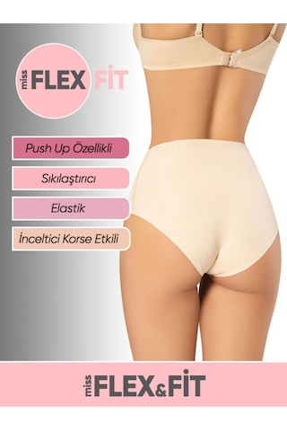 Missflex Fit Lazer Kesim Göbek Toparlayıcı Yüksek Bel Silikonlu Silip Korse Ten