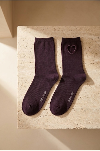 Katıa&bony Kadın Kalp Pencereli Soket Çorap Koyu Mor Dark Purple