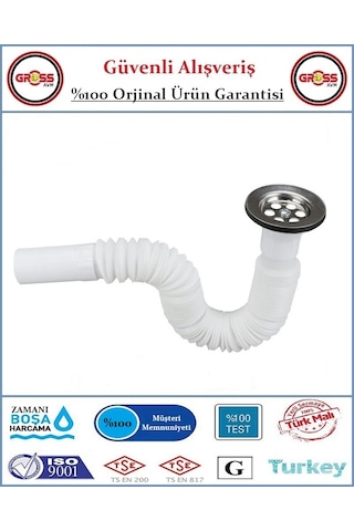 Lavabo Gider Sifonu Körüklü Beyaz