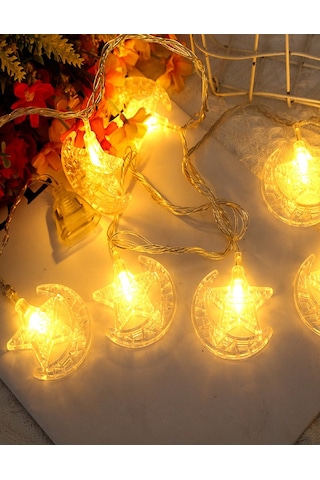 3 Metre Ay Yıldız Ramazan Ayı Işık Zinciri 20 Led 2 Pilli Gün Işığı Led Işık Ev Dekorasyonu Gün Işığı