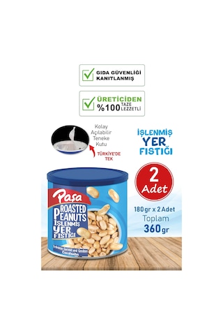 Paşa Kuruyemiş Kavrulmuş Yer Fıstığı Teneke Kutu Tuzlu 2 x 180 G