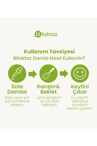 Bilaktaz Laktaz Enzimi Damlası Evde Laktozsuz Yoğurt, Kefir Ve Süt Yapmak İçin 25 Gr