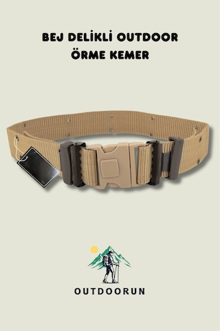 Outdoorun Bej Delikli Outdoor Örme Kemer Bej