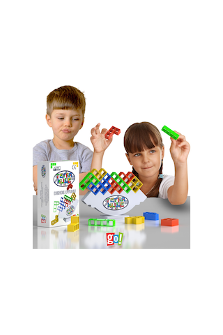 Tetra Kule Renkli Yapı ve Tasarım Eğitici Denge Oyunu 18 Parça