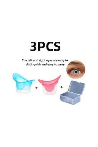 Willowhaven Random Renk 2 Adet Göz Yıkama Kabı 1 Adet Saklama Kutusu Sol Sağ Göz Ayrımı Pembe Mavi Yeniden Kullanılabilir Göz Bakımı
