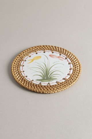 Meander Doğal Rattan El Yapımı Çerçeveli 16 Cm. Balık - Çiçek Des Naturel