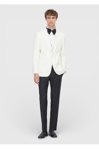 Ramsey Ekru Düz Thin&taller Slim Fit Kruvaze Yaka Dokuma Smokin Takım Elbise