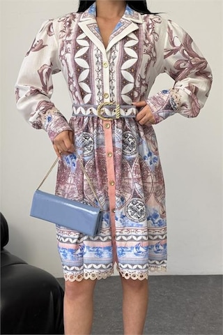 Neşeli Butik Kadın Mavi Kemer Detaylı Mini Boy Tasarım Elbise Nbms25111 Mavi