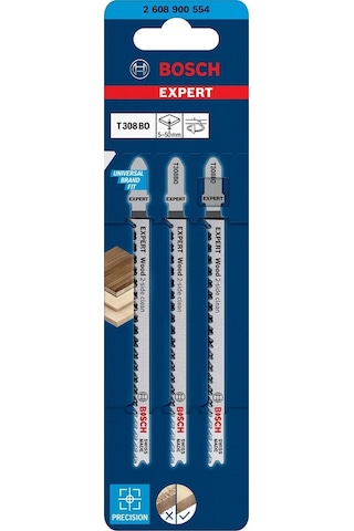 Bosch Expert Wood 2-Side Clean T 308 Bo Dekupaj Testere Bıçağı 3 Parça - 2608900554