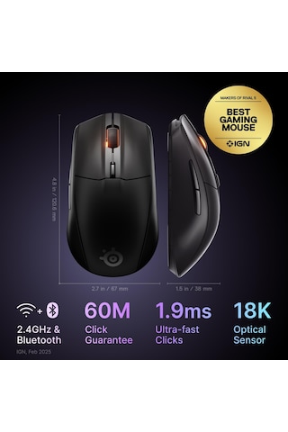 Steelseries Rival 3 Wireless Gen 2 Gaming Mouse - 2.4ghz Ve Bluetooth Bağlantı - Siyah Rival 3