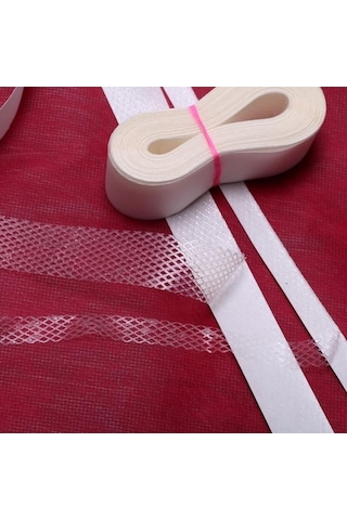 Pazly 20mm Beyaz Çift Taraflı Tela Yapışkanlı Kumaş Ütü Bant Dıy Dikiş Aksesuarları 10m 3 Adet Set