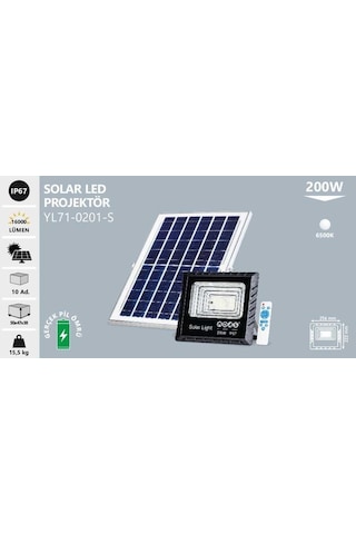 200w Solar Led Projektör, Beyaz Işık Yl71-0201-s