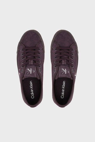 Calvin Klein Deri Karışımlı Logolu Sneaker Ayakkabı Hw0hw03088vh2 Bayan Ayakkabı Hw0hw03088 Vh2 Mürdüm