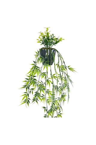 Yapay Çiçek Sarkan Bambu Yapraklı Bitki Küçük Siyah Saksıda Yapay Sarmaşık 65cm