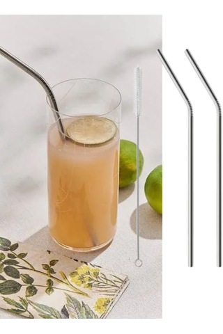 Ayrex 2 Li Paslanmaz Çelik Pipet + Temizleme Fırçası
