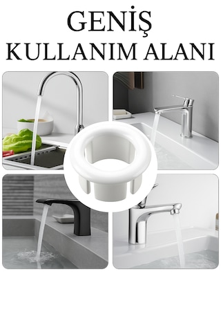 2 Adet Beyaz Lavabo Taşma Yüzüğü Evye Taşma Deliği Kapağı Pla Beyaz