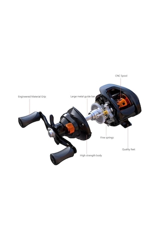 Valkyrie As200 6.3.1 9 8kg Baitcasting Çıkrık Olta Motoru - Sol El - Carbon Body - Hızlı Sarım - 9 Kademe Manyetik Fren