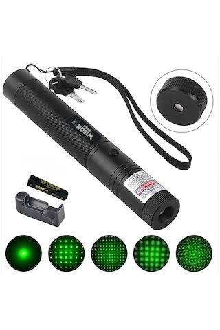 Wison Ws-503 100mw 3.7v 3200 Mah Desen Başlıklı Şarjlı Yeşil Lazer Pointer 5492