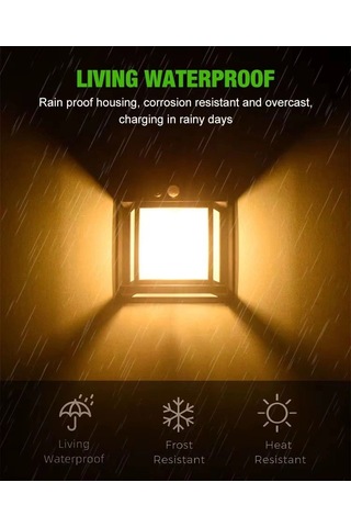 Tedar Fithome Or-228 Hareket Sensörlü Su Geçirmez Solar Bahçe Aydınlatma Duvar Lambası Najmaddin Standart