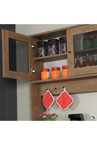 Pasific Home Grano Kahve Köşesi Çok Amaçlı Kiler Dolabı, 140 cm, Koyu Meşe