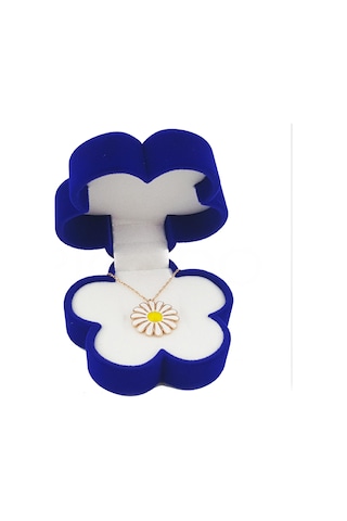 Pigado 925 Ayar Gümüş Papatya Kadife Kutusunda Rose Papatya Kolye Gümüş