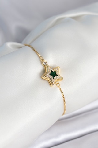 Yıldız Model Asansörlü Gold Renk Kadın Bileklik Çok Renkli