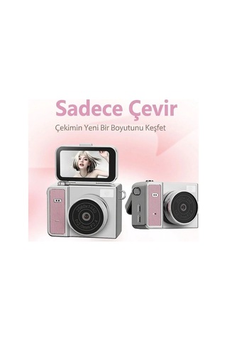 2k Mini Dijital Retro Video Kamera Flaşlı Dijital Vlog Mini Fotoğraf Makinesi Türkçe Menü Pembe
