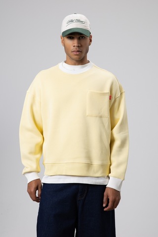 Vamos Bisiklet Yaka Cep Detaylı Oversize Sweatshirt Sarı