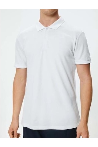 Koton Polo Yaka Tişört Slim Fit Düğmeli Kısa Kollu Beyaz 4sam10098mk Beyaz
