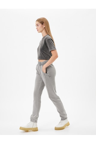 Koton Jogger Eşofman Altı Soluk Efektli Yüksek Bel Cepli Rahat Kalıp Pamuklu Gri Desenli 4wal40087ık 4WAL40087IK0D4 Gri