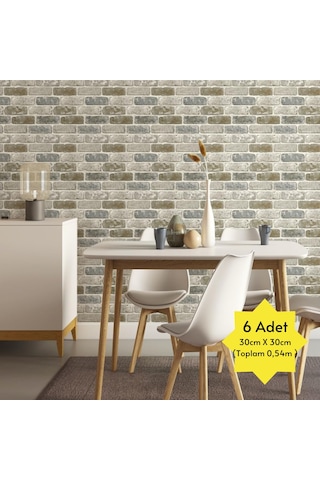 Technosmart 30x30cm 6adet 3d Kendinden Yapışkanlı Duvar Kağıdı Kaplama Mutfak Banyo 1paket 0,54 M2