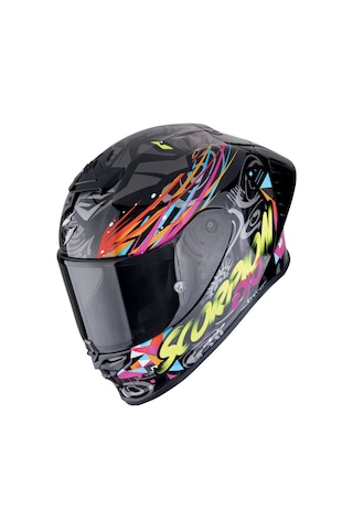 Scorpion Exo R1 Evo II Air Savage Spor Motosiklet Kaskı Siyah Mavi Pembe