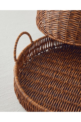 English Home Boho Plastik Rattan Sunumluk 33x33x18 Cm Kahverengi