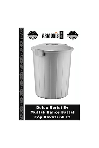 Delux Serisi Ev Mutfak Bahçe Battal Çöp Kovası 60 Lt Çok Renkli