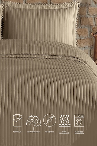 Elart Florita Yatak Örtüsü Seti Tek Kişilik 180x240 Cm Bej Bej