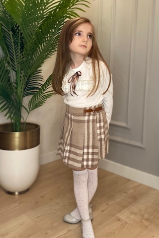 Şort Etek Kız Çocuk Takım Mnk0561 Bej
