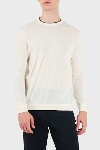 Emporio Armani % 100 Yün Regular Fit Bisiklet Yaka Kazak Erkek Kazak Em006225 Af27805 U0003 Beyaz