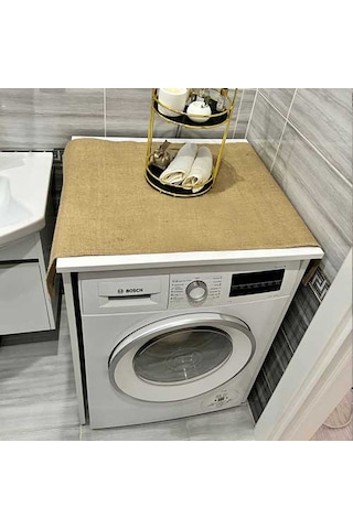 Laundry Duck Keten Su Geçirmez Ve Kirlenmez Çamaşır Makinesi - Buzdolabı - Bulaşık Makinesi Örtüsü Naturel - Kahverengi