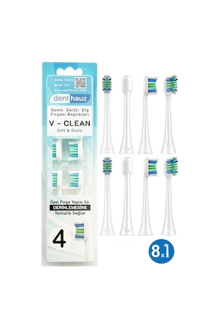 V Clean Sonic Soft Temizlik - Philips Sonicare Uyumlu 8 Adet Yedek Başlık