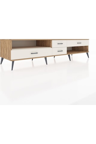 Kronos Tv Ünitesi Tek Raflı 4 Çekmeceli 220x59x51 Çam-aytaşı Aytası/aytası - Atlas Çam