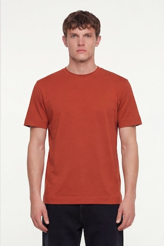 Sabri Özel Erkek Kiremit Normal Kesim Regular FitPamuk Dokuma Bisiklet Yaka Basic T-shirt