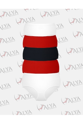 Alya Underwear Kadın Büyük Beden Külot Battal Full Brief, Yüksek Bel 5xl, 6xl, 7xl 5 Farklı Renk 1 Pakette Çok Renkli P41